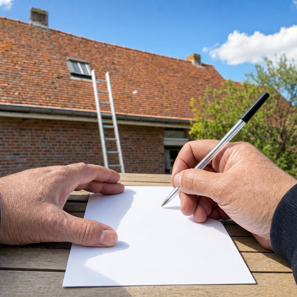 Propriétaire hésitant, stylo en main, avant de signer un devis de travaux — le délai de rétractation de 14 jours après un démarchage à domicile